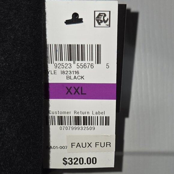 NWT INC International Concepts Women's Black Faux Fur Coat With Belt - Picture 11 of 12